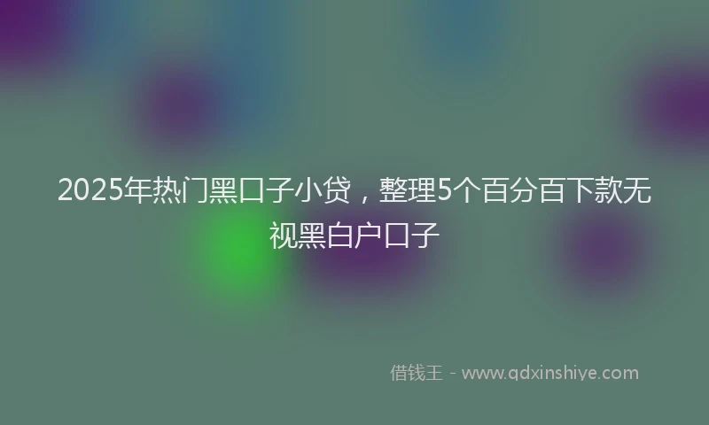 2025年热门黑口子小贷，整理5个百分百下款无视黑白户口子