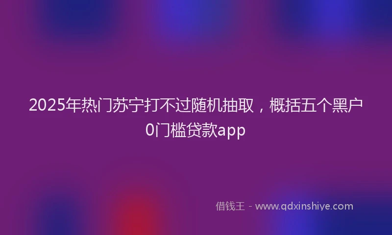 2025年热门苏宁打不过随机抽取，概括五个黑户0门槛贷款app