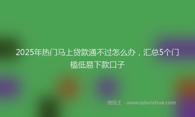 2025年热门马上贷款通不过怎么办，汇总5个门槛低易下款口子