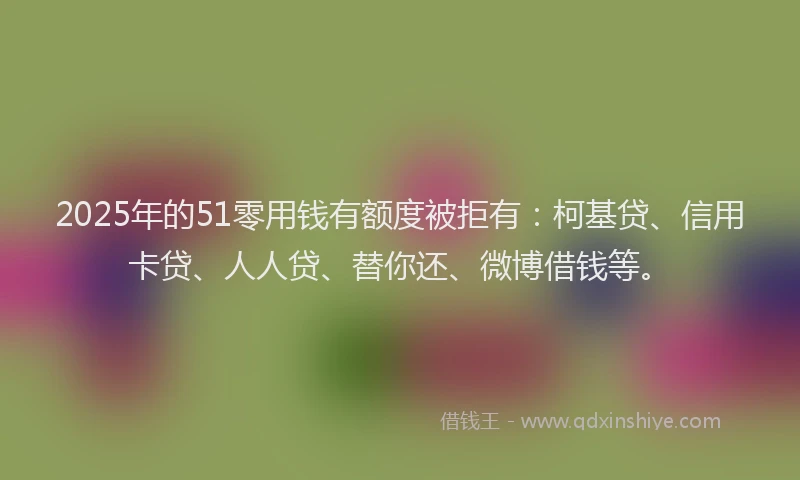 2025年的51零用钱有额度被拒有：柯基贷、信用卡贷、人人贷、替你还、微博借钱等。