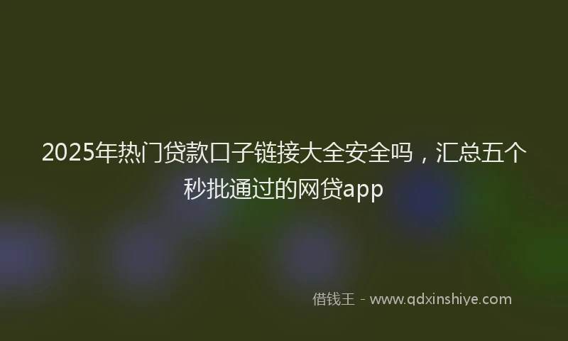 2025年热门贷款口子链接大全安全吗，汇总五个秒批通过的网贷app