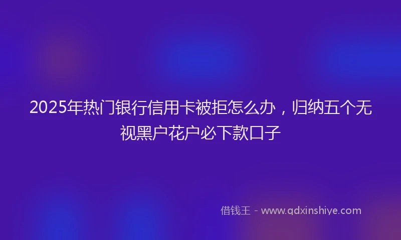 2025年热门银行信用卡被拒怎么办，归纳五个无视黑户花户必下款口子
