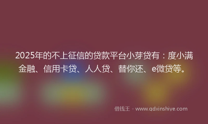 2025年的不上征信的贷款平台小芽贷有：度小满金融、信用卡贷、人人贷、替你还、e微贷等。