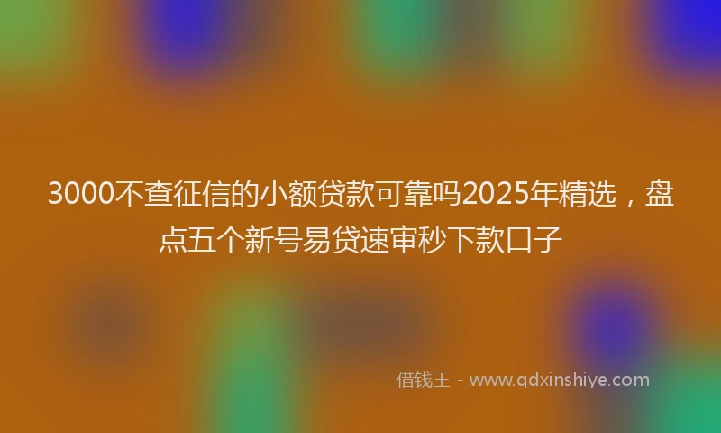 3000不查征信的小额贷款可靠吗2025年精选，盘点五个新号易贷速审秒下款口子