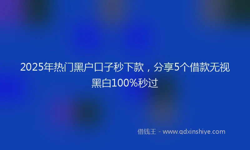 2025年热门黑户口子秒下款，分享5个借款无视黑白100%秒过