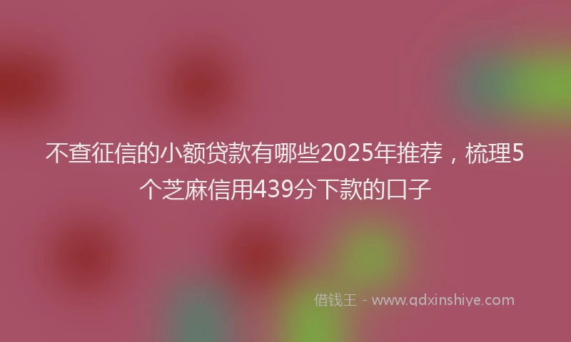 不查征信的小额贷款有哪些2025年推荐，梳理5个芝麻信用439分下款的口子