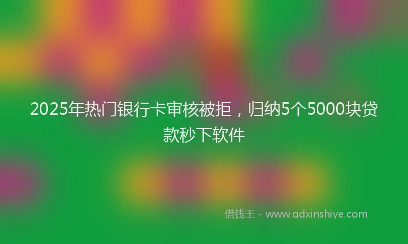 2025年热门银行卡审核被拒，归纳5个5000块贷款秒下软件