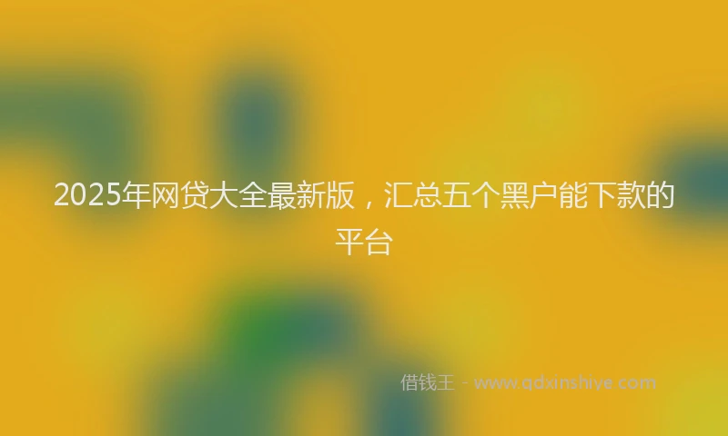 2025年网贷大全最新版，汇总五个黑户能下款的平台