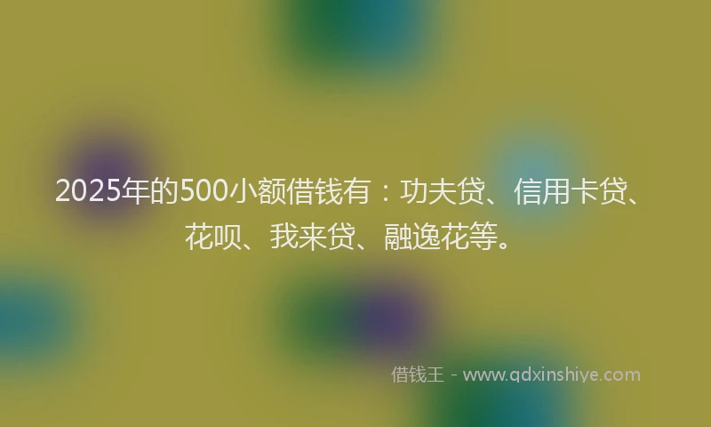 2025年的500小额借钱有：功夫贷、信用卡贷、花呗、我来贷、融逸花等。