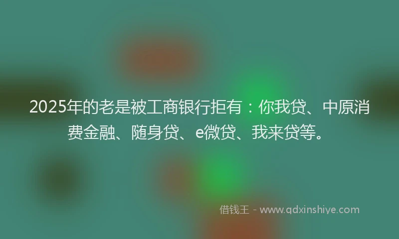 2025年的老是被工商银行拒有：你我贷、中原消费金融、随身贷、e微贷、我来贷等。