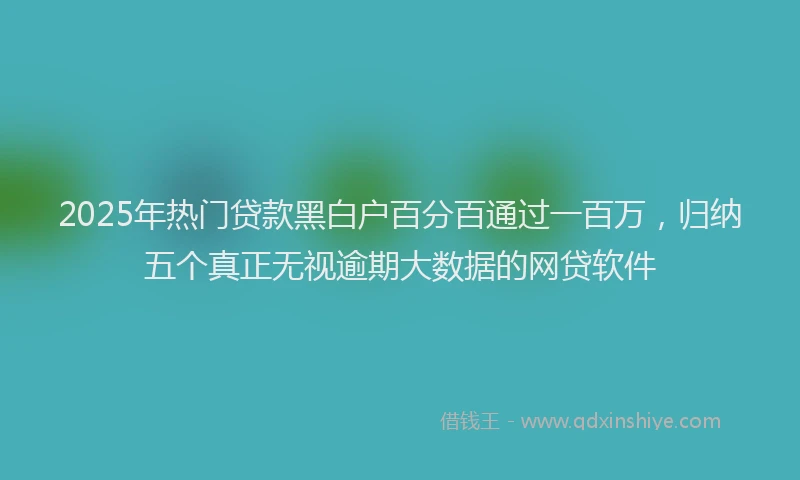 2025年热门贷款黑白户百分百通过一百万，归纳五个真正无视逾期大数据的网贷软件