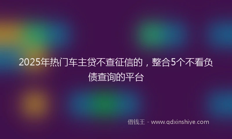 2025年热门车主贷不查征信的，整合5个不看负债查询的平台