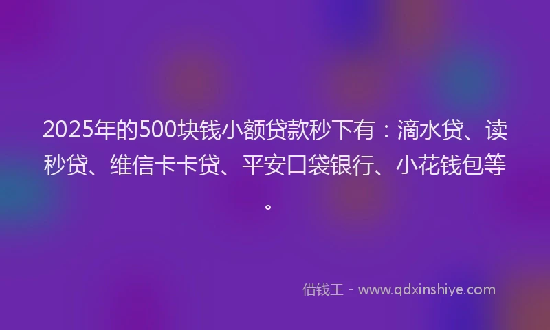 2025年的500块钱小额贷款秒下有：滴水贷、读秒贷、维信卡卡贷、平安口袋银行、小花钱包等。