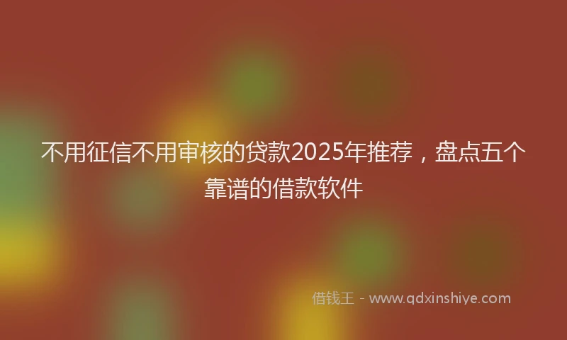 不用征信不用审核的贷款2025年推荐，盘点五个靠谱的借款软件