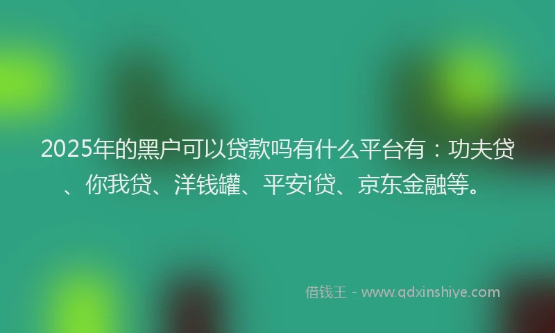 2025年的黑户可以贷款吗有什么平台有：功夫贷、你我贷、洋钱罐、平安i贷、京东金融等。