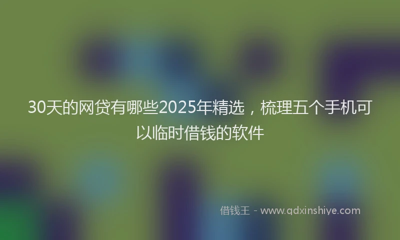 30天的网贷有哪些2025年精选，梳理五个手机可以临时借钱的软件