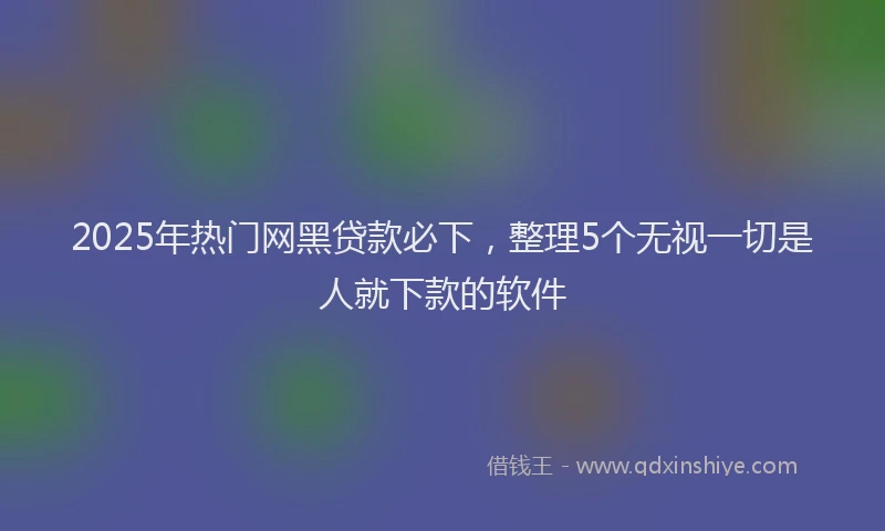 2025年热门网黑贷款必下，整理5个无视一切是人就下款的软件
