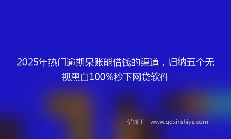 2025年热门逾期呆账能借钱的渠道，归纳五个无视黑白100%秒下网贷软件