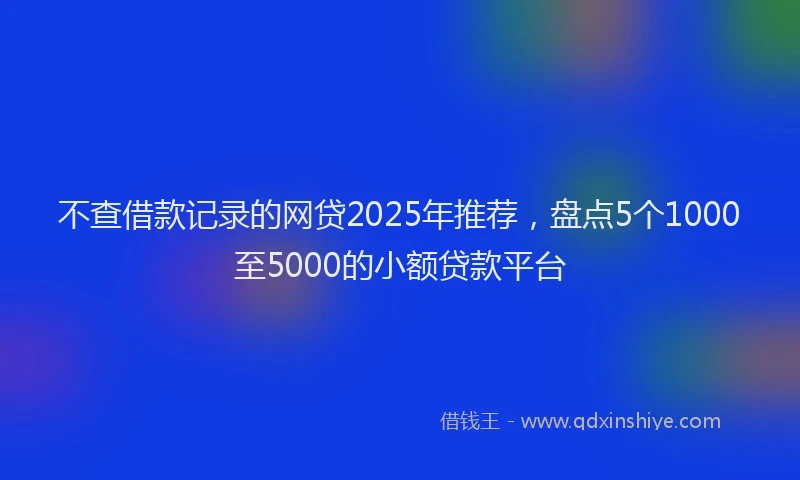 不查借款记录的网贷2025年推荐，盘点5个1000至5000的小额贷款平台