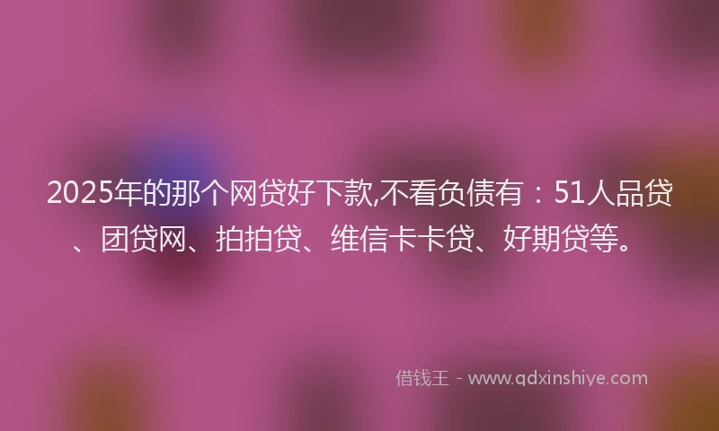 2025年的那个网贷好下款,不看负债有：51人品贷、团贷网、拍拍贷、维信卡卡贷、好期贷等。