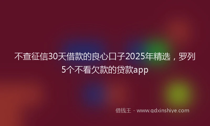 不查征信30天借款的良心口子2025年精选，罗列5个不看欠款的贷款app