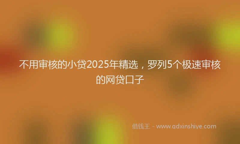 不用审核的小贷2025年精选，罗列5个极速审核的网贷口子