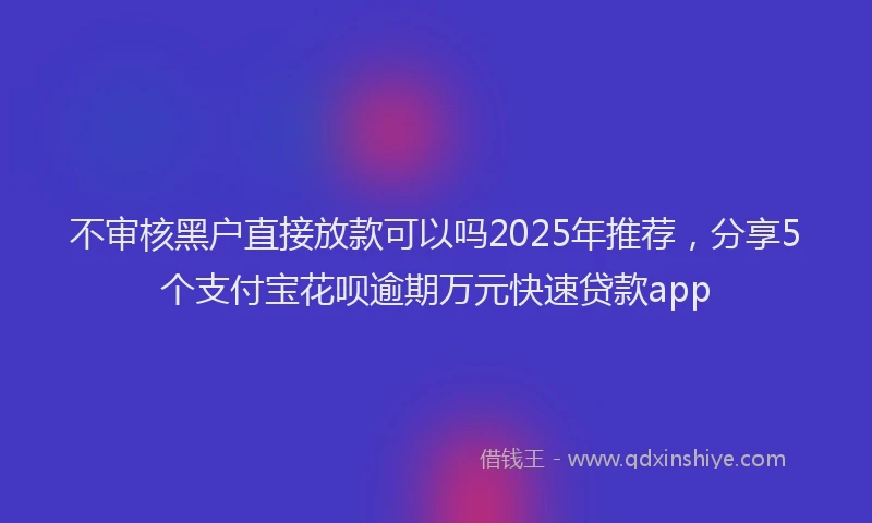 不审核黑户直接放款可以吗2025年推荐，分享5个支付宝花呗逾期万元快速贷款app