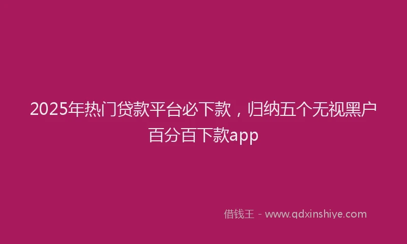 2025年热门贷款平台必下款，归纳五个无视黑户百分百下款app