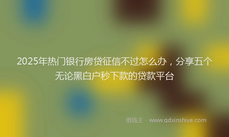 2025年热门银行房贷征信不过怎么办，分享五个无论黑白户秒下款的贷款平台