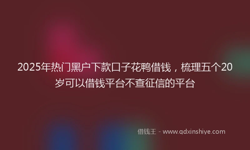 2025年热门黑户下款口子花鸭借钱，梳理五个20岁可以借钱平台不查征信的平台