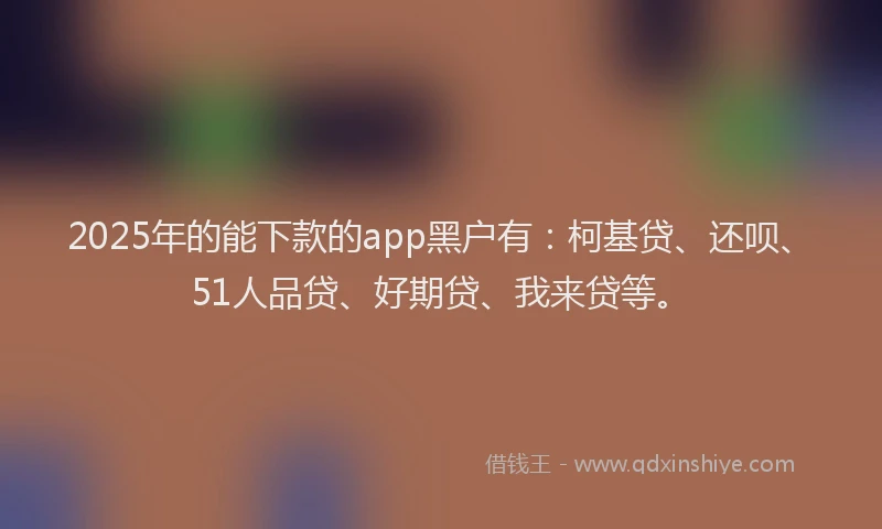 2025年的能下款的app黑户有：柯基贷、还呗、51人品贷、好期贷、我来贷等。