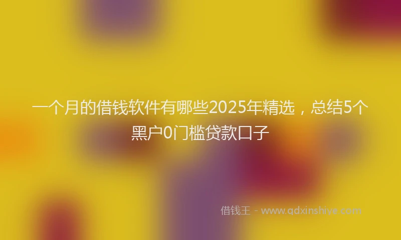 一个月的借钱软件有哪些2025年精选，总结5个黑户0门槛贷款口子
