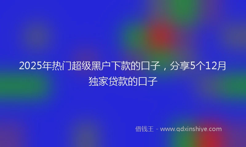 2025年热门超级黑户下款的口子，分享5个12月独家贷款的口子