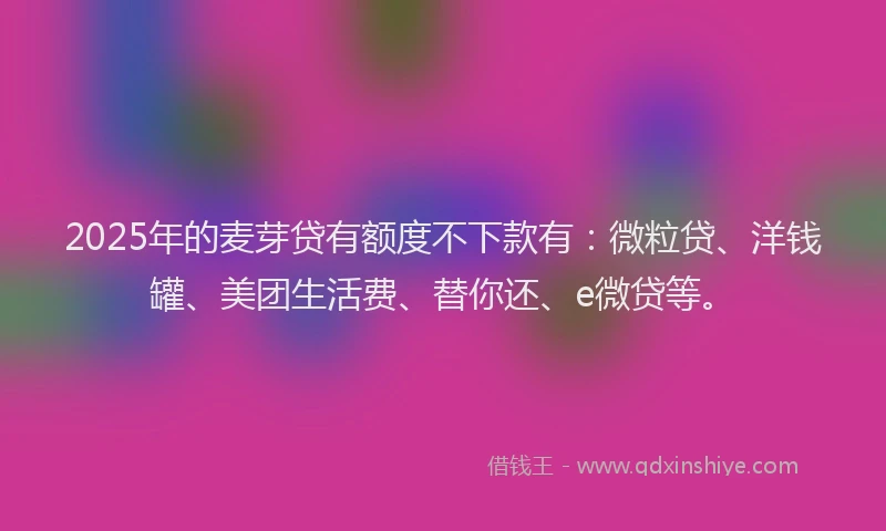 2025年的麦芽贷有额度不下款有：微粒贷、洋钱罐、美团生活费、替你还、e微贷等。