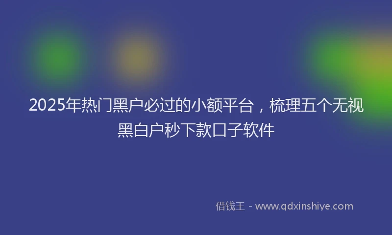 2025年热门黑户必过的小额平台，梳理五个无视黑白户秒下款口子软件