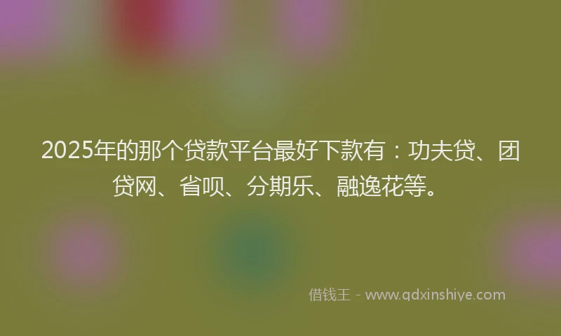 2025年的那个贷款平台最好下款有：功夫贷、团贷网、省呗、分期乐、融逸花等。
