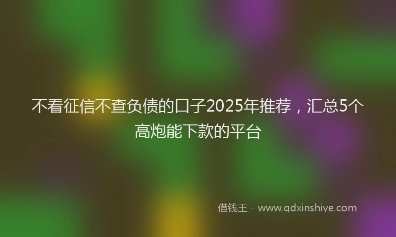 不看征信不查负债的口子2025年推荐，汇总5个高炮能下款的平台