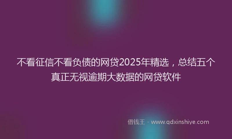 不看征信不看负债的网贷2025年精选，总结五个真正无视逾期大数据的网贷软件