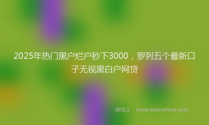 2025年热门黑户烂户秒下3000，罗列五个最新口子无视黑白户网贷