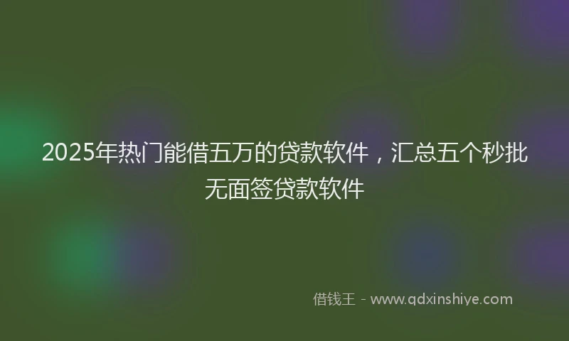 2025年热门能借五万的贷款软件，汇总五个秒批无面签贷款软件