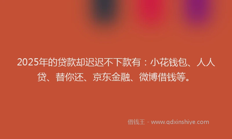 2025年的贷款却迟迟不下款有：小花钱包、人人贷、替你还、京东金融、微博借钱等。