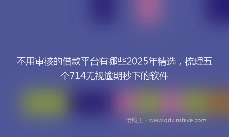 不用审核的借款平台有哪些2025年精选，梳理五个714无视逾期秒下的软件
