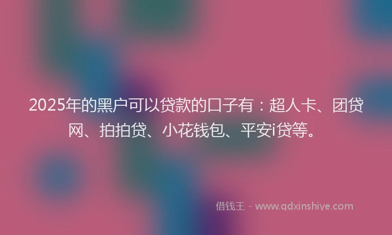 2025年的黑户可以贷款的口子有：超人卡、团贷网、拍拍贷、小花钱包、平安i贷等。