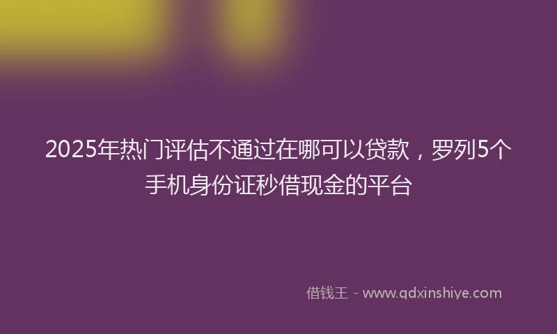 2025年热门评估不通过在哪可以贷款，罗列5个手机身份证秒借现金的平台