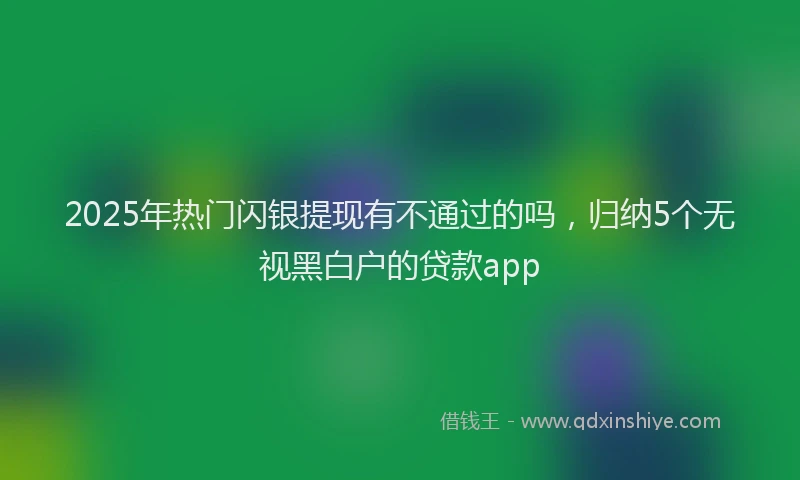 2025年热门闪银提现有不通过的吗，归纳5个无视黑白户的贷款app