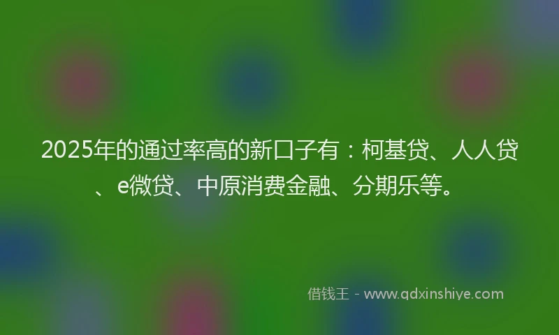 2025年的通过率高的新口子有：柯基贷、人人贷、e微贷、中原消费金融、分期乐等。