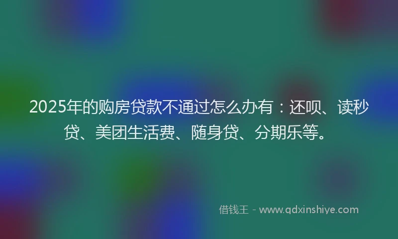 2025年的购房贷款不通过怎么办有：还呗、读秒贷、美团生活费、随身贷、分期乐等。