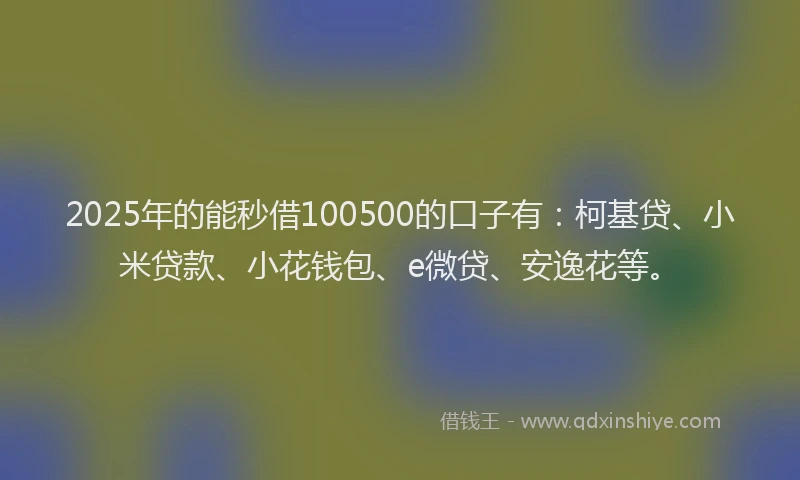 2025年的能秒借100500的口子有：柯基贷、小米贷款、小花钱包、e微贷、安逸花等。