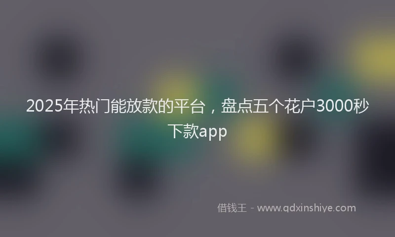 2025年热门能放款的平台，盘点五个花户3000秒下款app