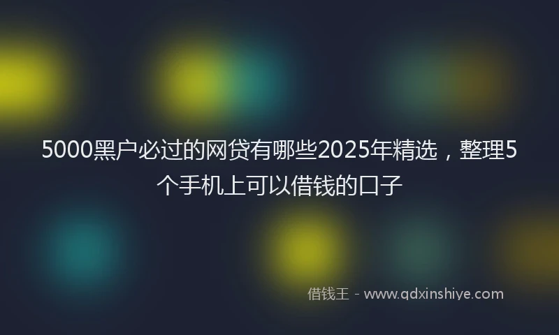 5000黑户必过的网贷有哪些2025年精选，整理5个手机上可以借钱的口子